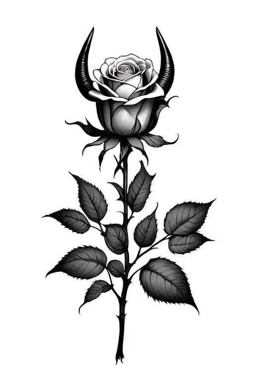 Rose With Fingers In Shape Of Devil Horns