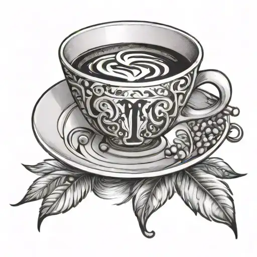 Combine A Cup Of Coffee With Amircafe Letter In Black And White