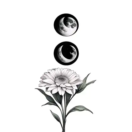 Chrysanthemum Flower And Narcissus Flower With 3 Moon Phase