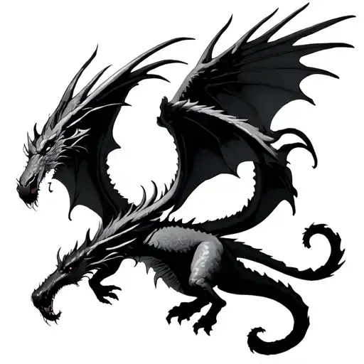 Fighting Each Other With Large Wings And Dragon Flying