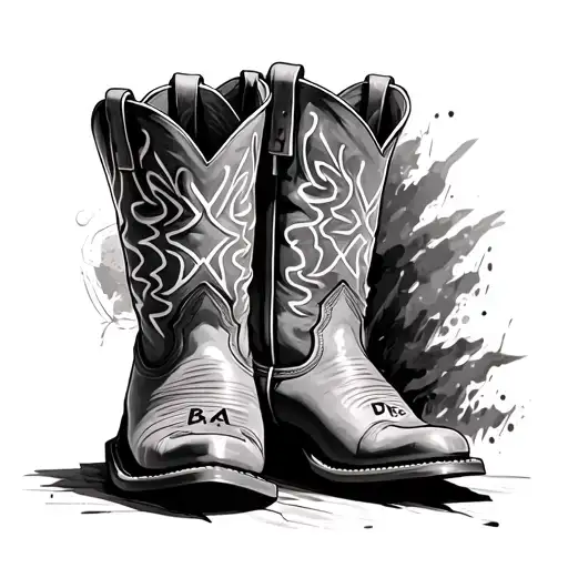 Cowboy Boots With D&a Branded On Them