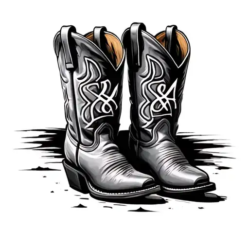 Cowboy Boot With The Letters D&a Branded On Them