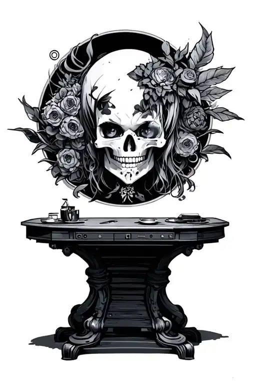 Table With Elements Of Cyberpunk And Anime Style