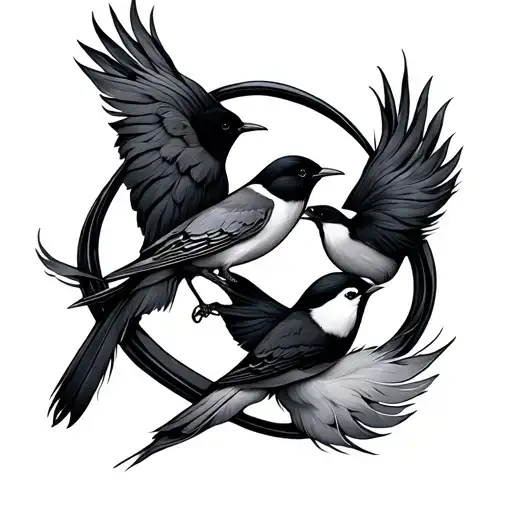 Infinity Symbol With Feather And 3 Birds