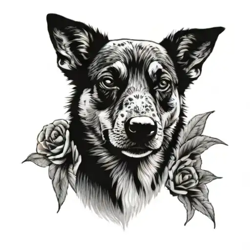 Memorial Tattoo For A Dog Named Mya Who Was A Rescued Blue Heeler