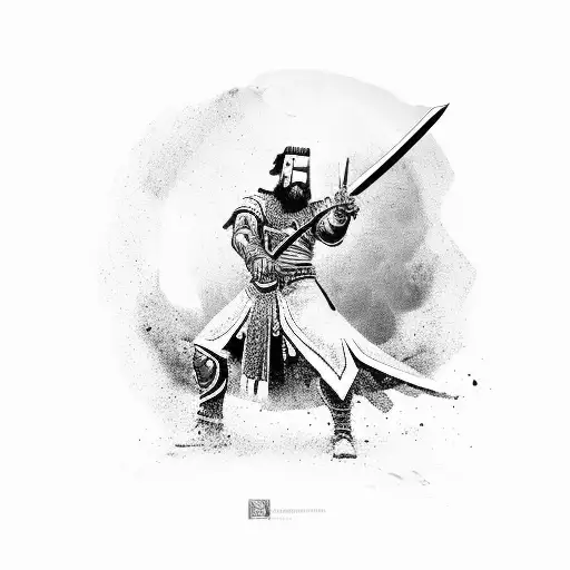 A Silhouette Of A Warrior Wielding The Zulfiqar Sword