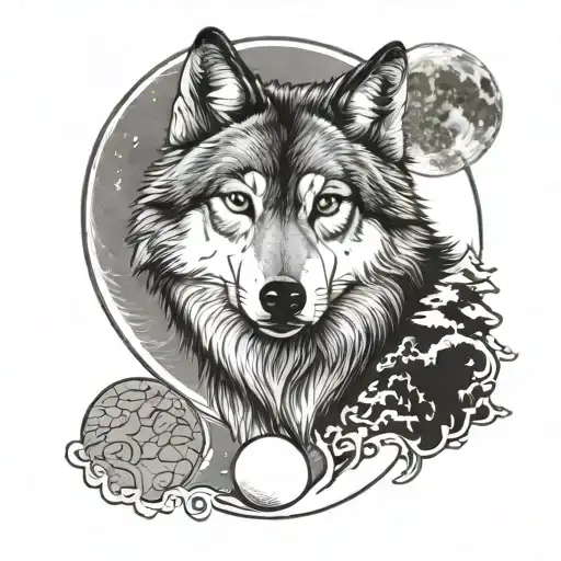 Wolf And Moon