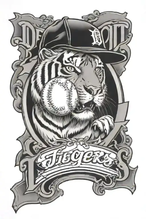 Detroit Tigers D With A Baseball In The Background With Dad On The Baseball