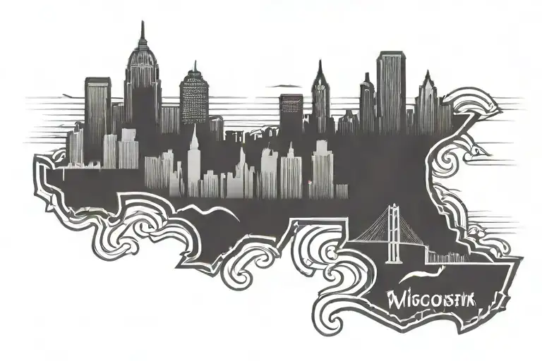 Wisconsin Logo With City Skyline In The Background