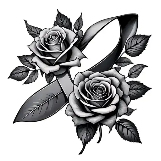Roses In The Shape Of A Cancer Ribbon
