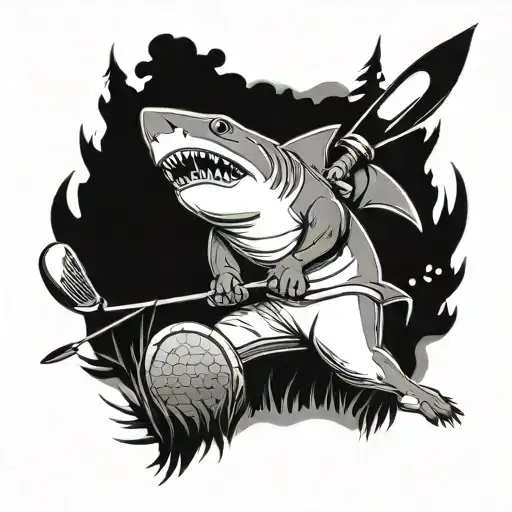 Shark And Bear Playing Golf