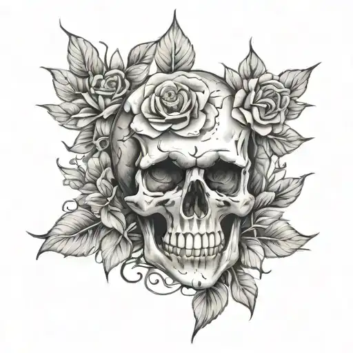 Skull Surrounded With Flowers