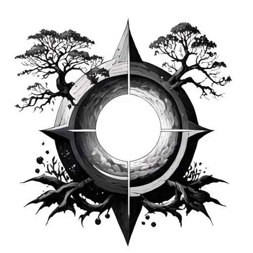 Alchemical Symbols 4 Basic Elements Like Trees