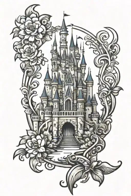 Disney Castle With Moana Ariel Stitch Pattern