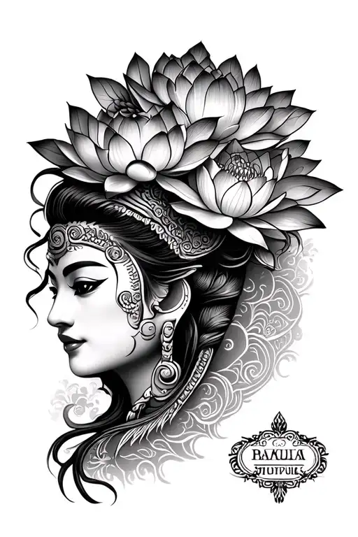 Mua Lan And Barong Bali With Lotus Flower