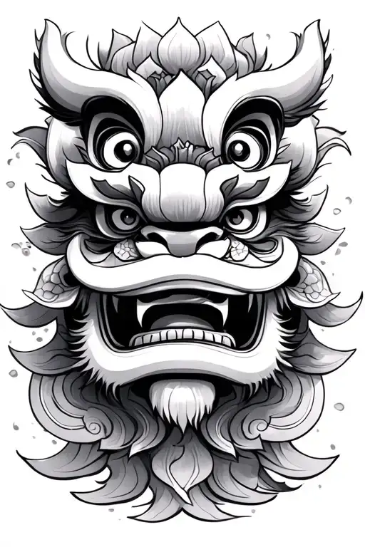 Lion Dance With Lotus Flower