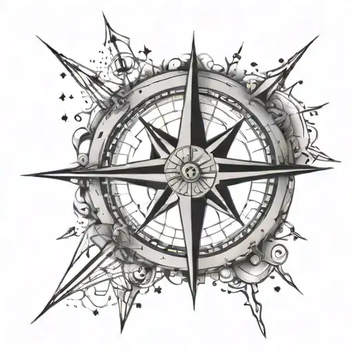 Simple Compass Outline With Stars