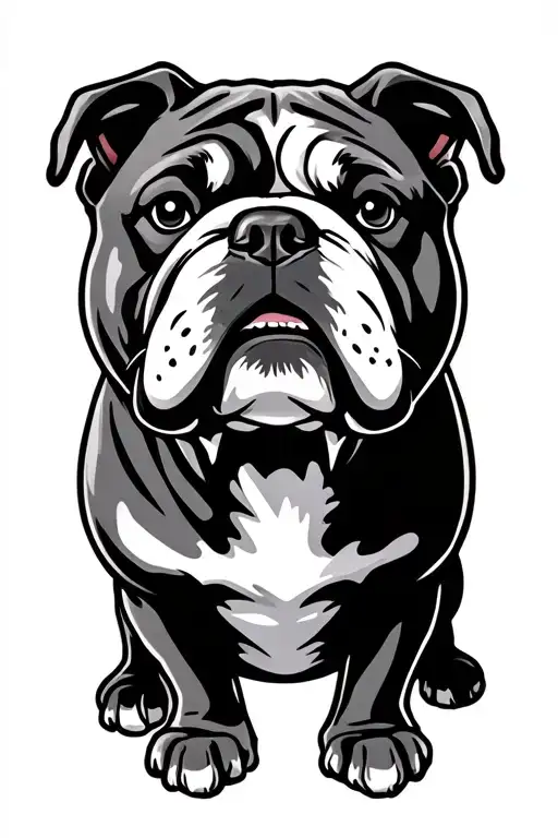 Cartoon Bulldog With Muscle