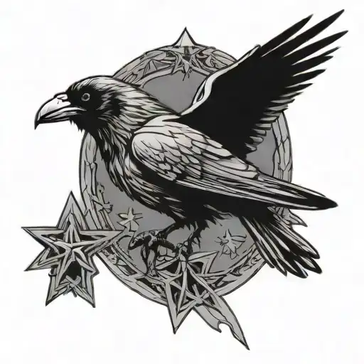 Gothic Raven Holding A Star