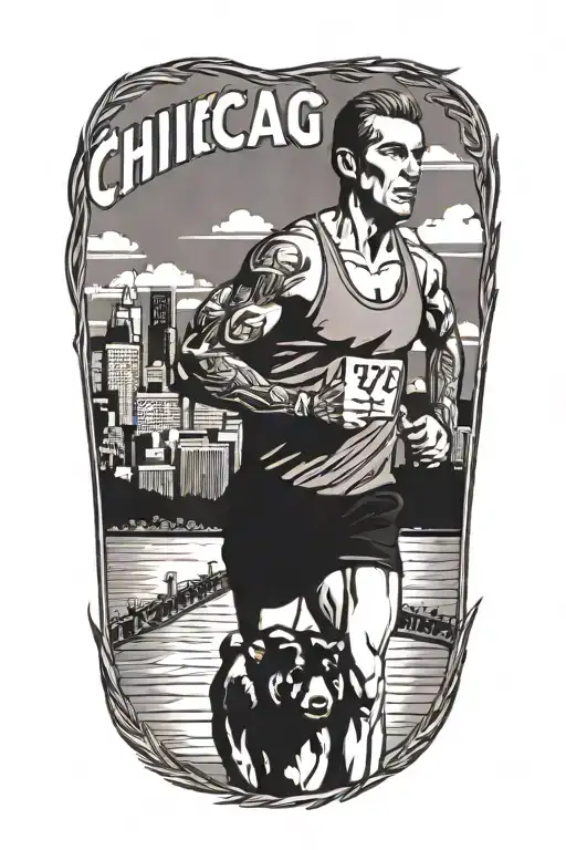 Marathon Runner With Chicago In Background