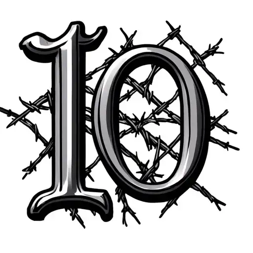 Roman Numeral 10 With Barbed Wire