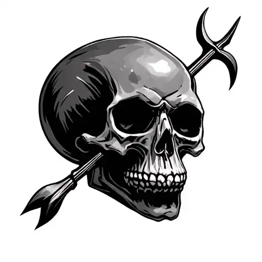 Skull With Trident Piercing Through The Top