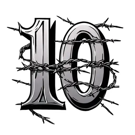 Roman Numeral 10 With Barbed Wire Wrapped