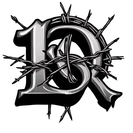 Roman Numeral 10 With Barbed Wire Wrapped Round