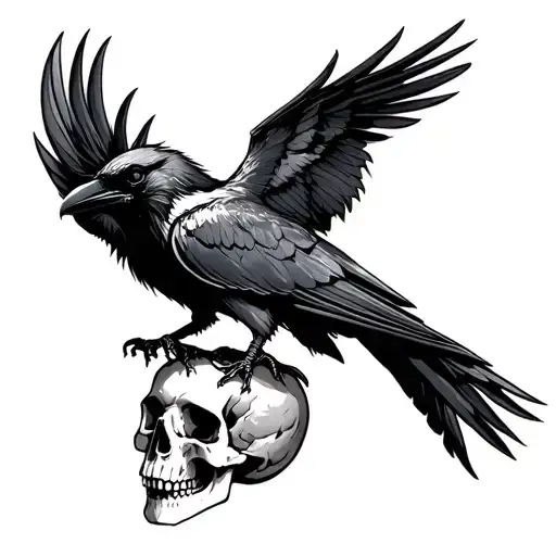 Viking Vegvisir Raven Perched On A Skull