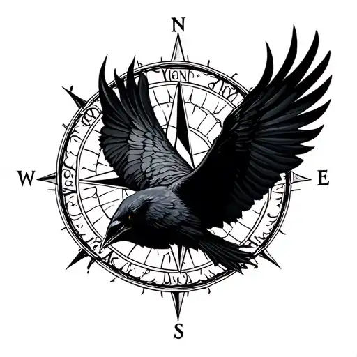 Viking Vegvisir Viking Compass Raven Flying