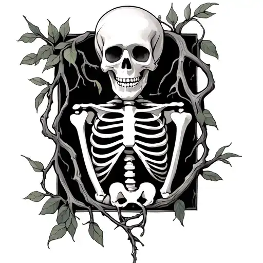 Human Skeleton Trapped In Vines
