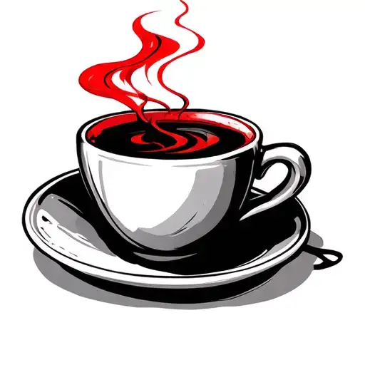 Coffee Cup With Red Steam