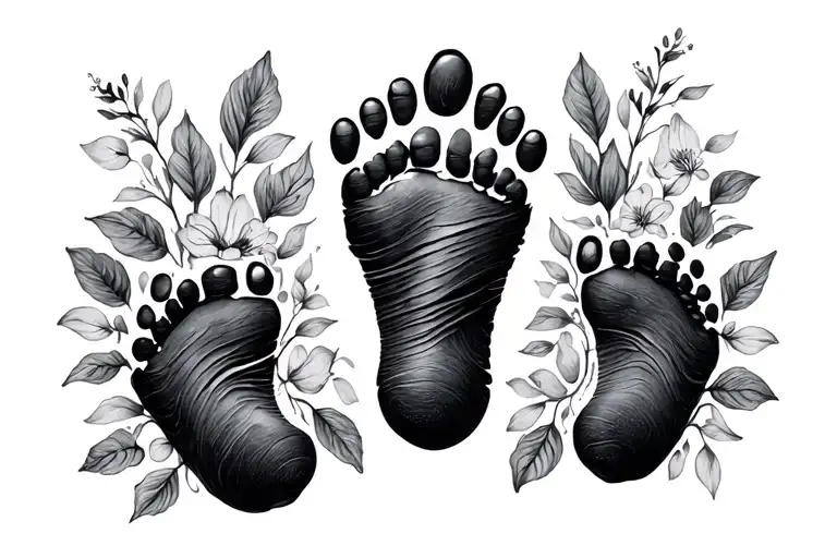 Theo Written In Cursive With Baby Foot Print