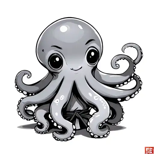 Comic Style Baby Octopus In Judo Kimono