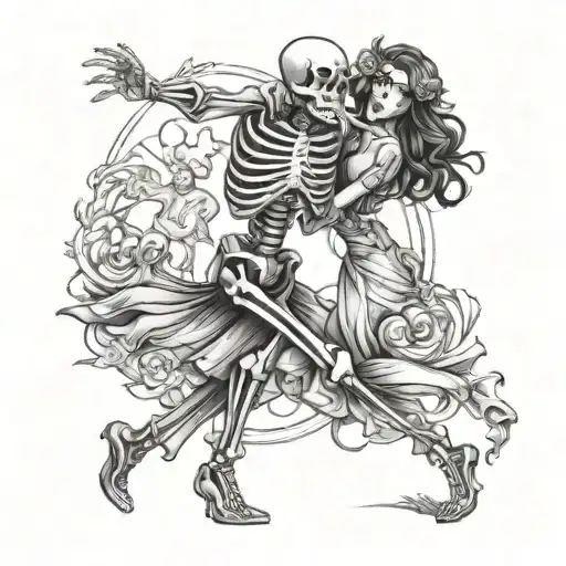 Skeleton Man Dancing With Real Women Full Body