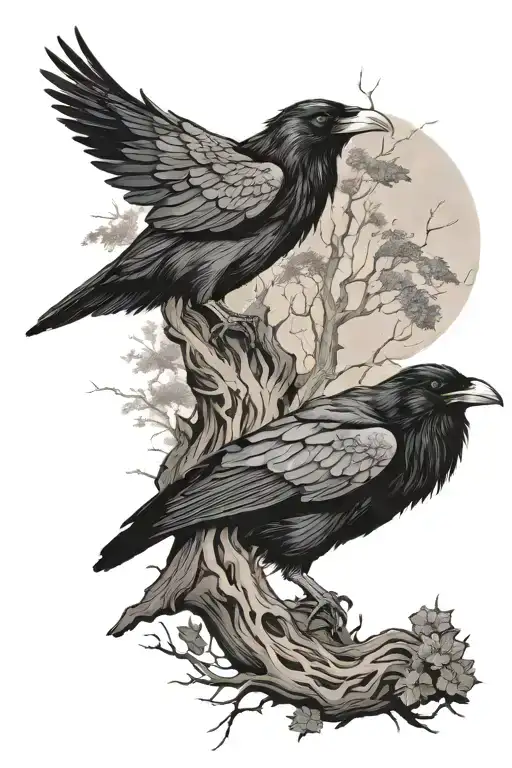 Ravens And Tree