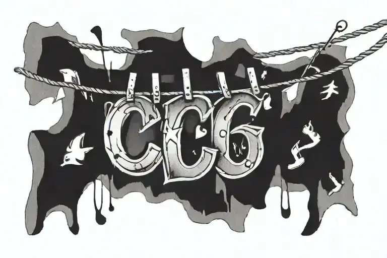 Washing Line With Letter C And R