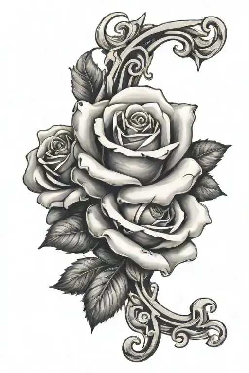 The Letters T And J With A White Rose Intertwined