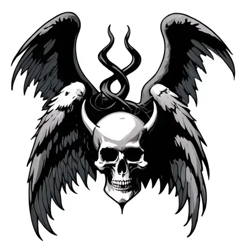 Skull Angel And Devil