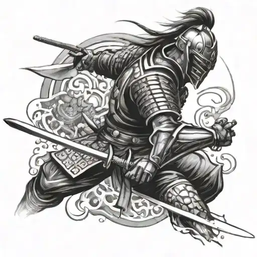 Space Samurai Warrior Battling