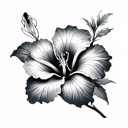 Flower Hibiscus With Spider