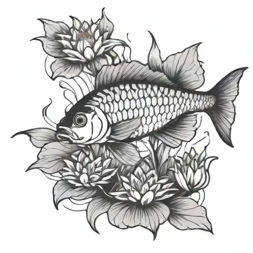 Fish Swimming Underwater Surrounded Lilly Pads