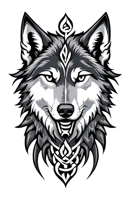 Celtic Wolf Head