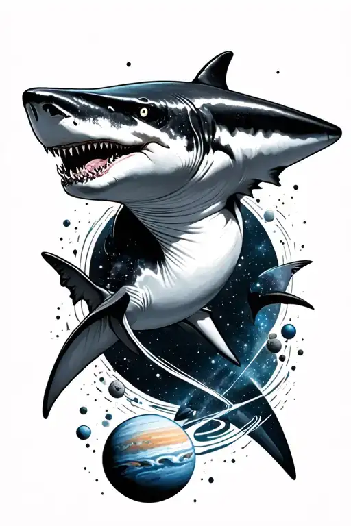 Shark Galaxy Filled With Planets