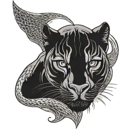 Black Panther Face With Scales