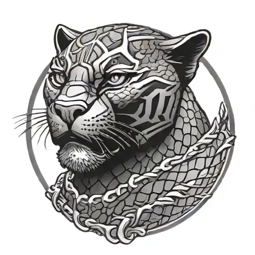 Black Panther Face With Dragon Scales