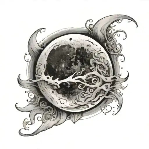 The Moon With Words About A Descended Love One Hand