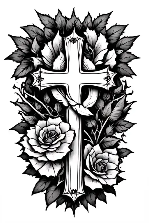 Be Worthy With Cross Vines Thorns