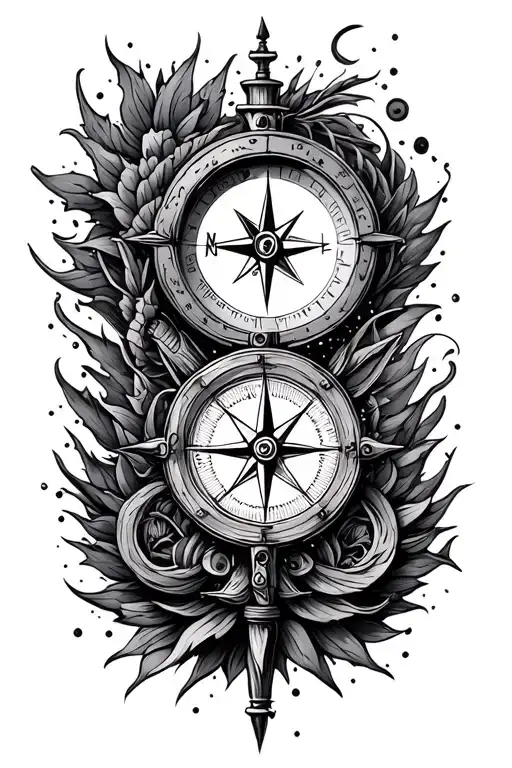 Compass Surrounded By Various