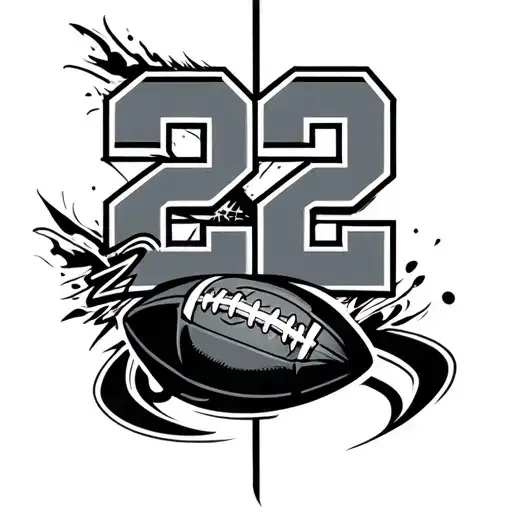 A Tattoo That Is Focused On Football And Contains The Number 22